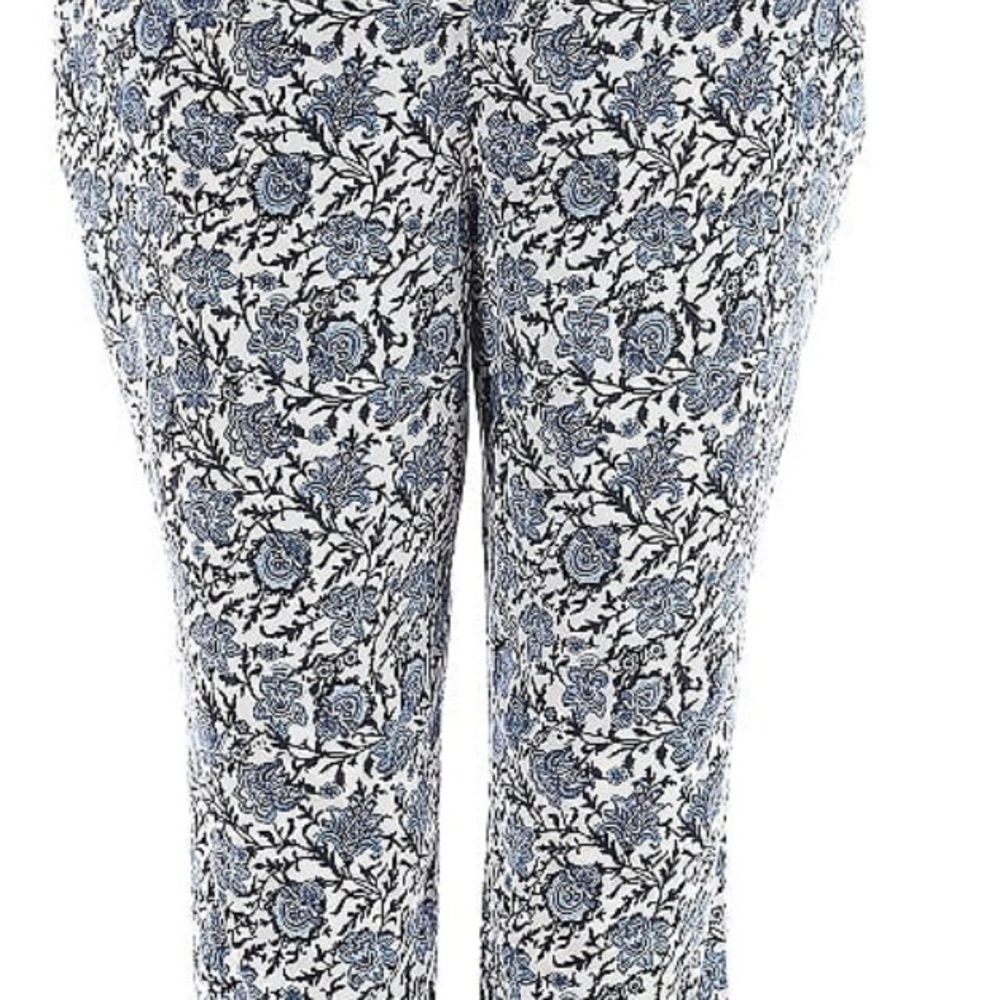 Talbots Blue and White Floral Straight Leg Pants